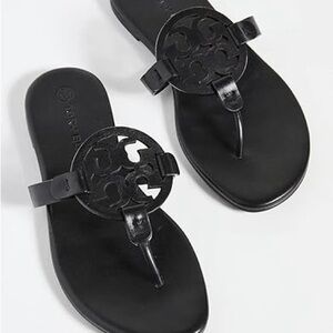 Tory Burch Miller Knotted Leather Sandal Perfect Black With Box & Dust Bag 8.5